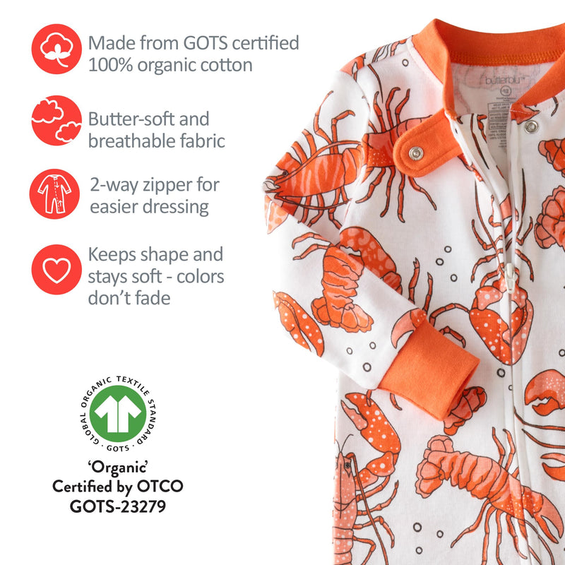 Shawn Snug-fit Footless Baby Pajamas One-Piece 100% Organic Cotton Zip Front Sleeper PJs for Baby Boys & Girls 12 Months Claw-some