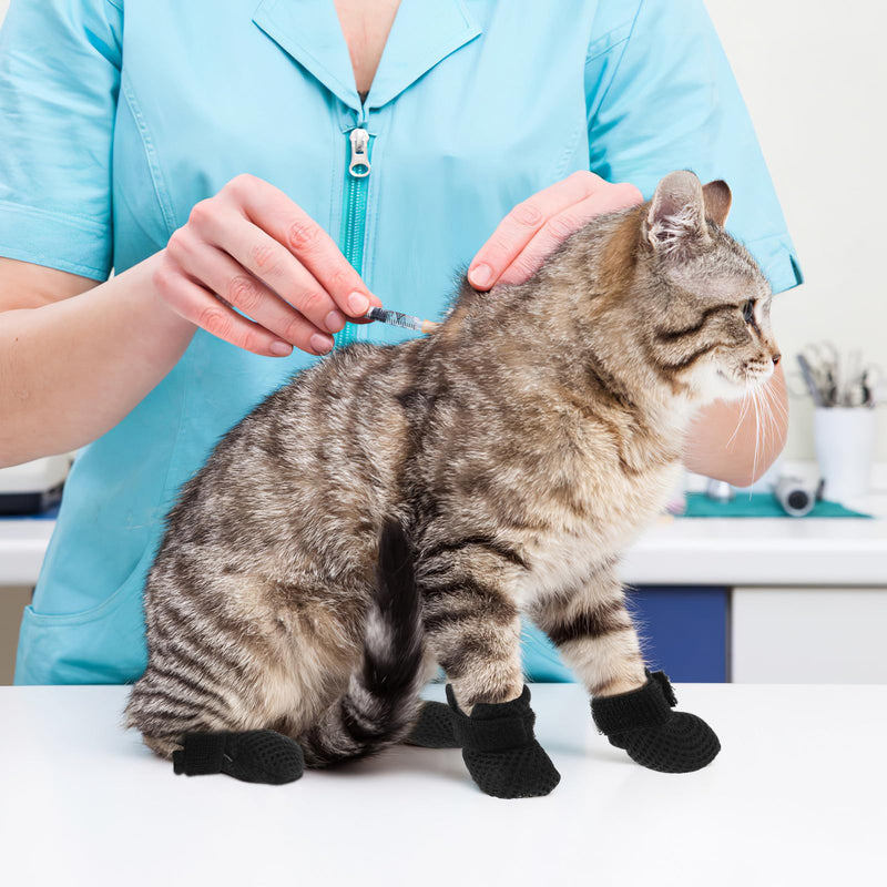 Operitacx 4 pcs Adjustable Polyester Cat Shoes Black Cat Claw Covers for Protection When Giving Medication Scratch-Resistant and Comfortable