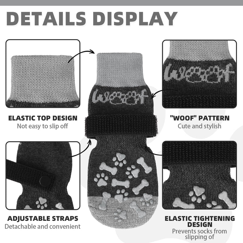 KOOLTAIL Dog Socks for Hot/Cold Pavement to Prevent Licking Paws,Dog Boots&Paw Protector for Hardwood Floors Anti Slip,Traction Control No Twist Grip Booties for Small Medium Large Senior Dogs L Large (4 Pack) Grey - PawsPlanet Australia