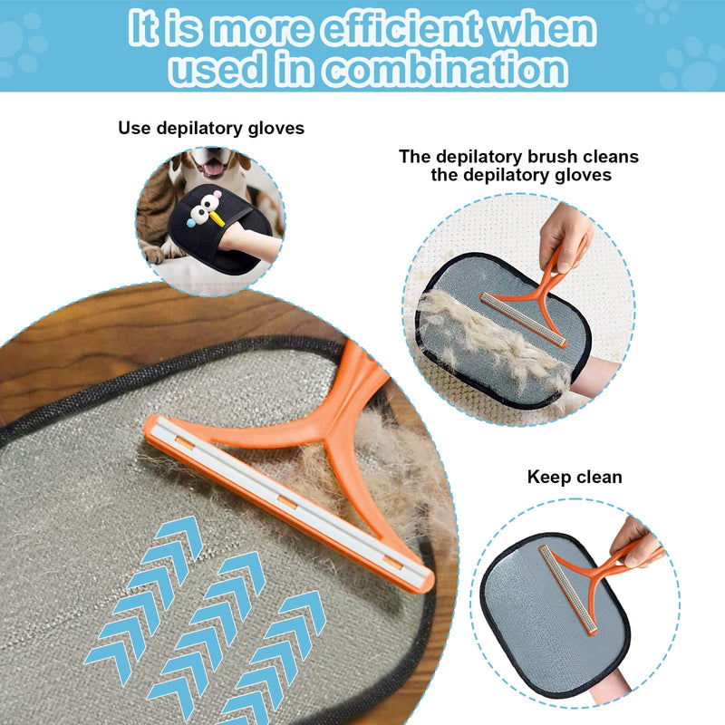 Pet Hair Removal Gloves with 1 Pcs Carpet Brush for Pet Hair, 2025 New Reusable Cat & Dog hair Remover, for Couch, Furniture, Carpet, Curtain, Car Seat, Animal Fur Removal Tool - PawsPlanet Australia