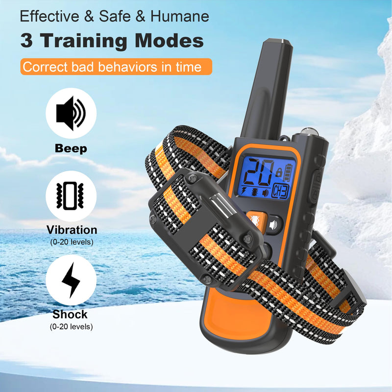 Dog Shock Collar with Remote,Dog Training Electric Collar 4200FT,IP67 Waterproof LED Light Electric Collar with Beep,Safe Shock,Vibration Modes for 8-120lbs Small Medium Large Dogs