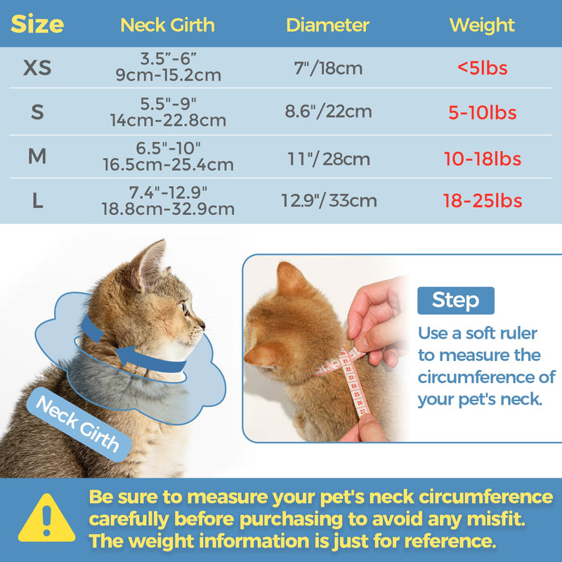 ComSaf Cat Cone Collar Soft, Protective Adjustable Cat Cones to Stop Licking After Surgery, Comfortable Lightweight Elizabethan Collar for Cat Kitten Prevent from Licking Wounds, Not Block Vision M (Neck:6.5-10 in)