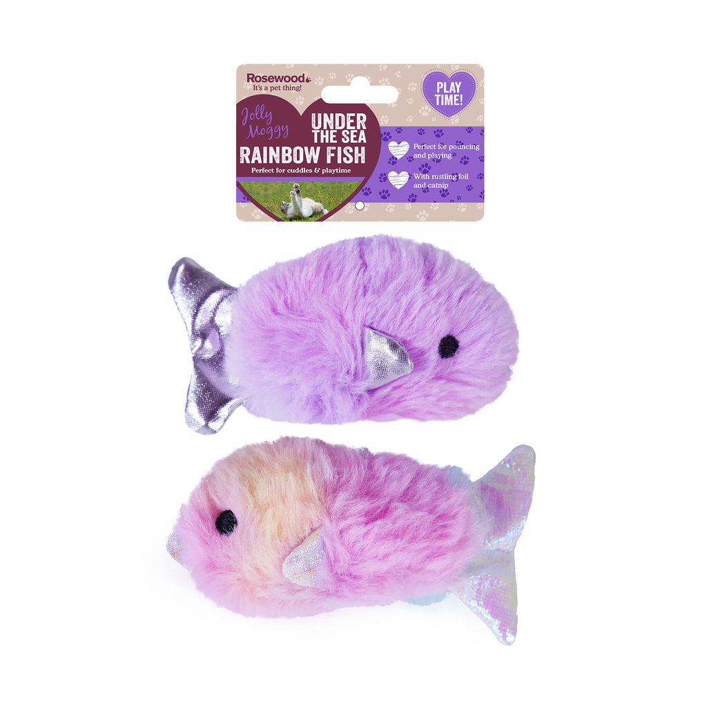 Rosewood Jolly Moggy Under the Sea Rainbow Fish Cat Toy Pair, Pack of 2 - PawsPlanet Australia