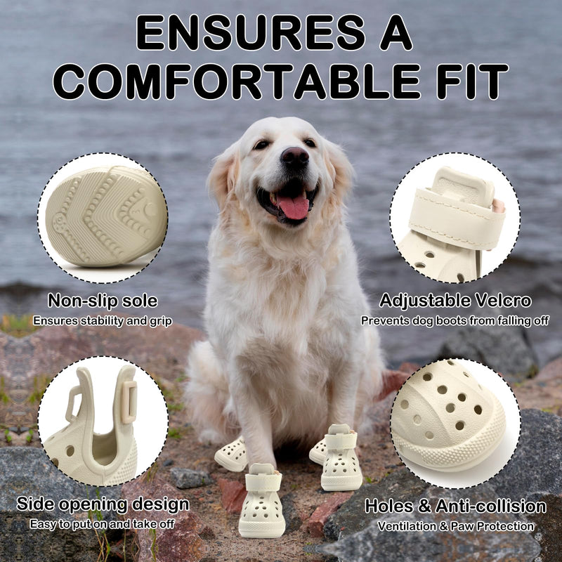 Dog Shoes for Hot Pavement,Non-Slip Waterproof Breathable Easy to Clean Put On and Take Off Dog Boots,Paw Protector for Hot Summer Roads Winter Snow (Beige, Size 2:(1.97"x1.38") (L*W)) beige Size 2:(1.38"x1.97") (W*L) - PawsPlanet Australia
