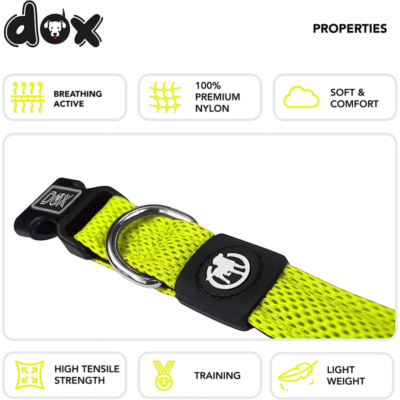 DDOXX Dog Collar Air Mesh, Adjustable, Padded | Many Colors & Sizes | for Small, Medium & Large Dogs | Collars cat Puppy pet Kitten | Yellow, XS XS - 0.6 x 8.3-12 in - PawsPlanet Australia