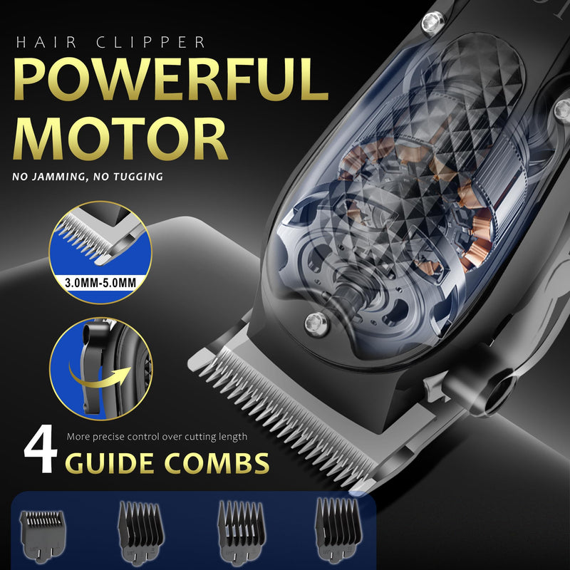 Hair Clippers for Men, Professional Clippers and Trimmers Set, Cordless Clippers for Hair Cutting,Nose and Ear Trimmer,Barber Clippers, Rechargeable Electric Shaver, Gifts for Men Matte Black - PawsPlanet Australia