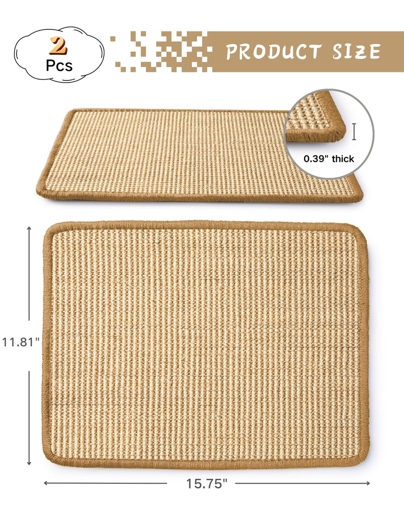 JanYoo 2 Pieces Bunny Scratch Pads, Sisal Rabbit Scratching Pad Bunny Scratcher Mat Guinea Pig Resting Mats for Cages, Small Animal Claws and Teeth Care Bedding Accessories(15.7x11.8in, Beige) 3-Beige - PawsPlanet Australia
