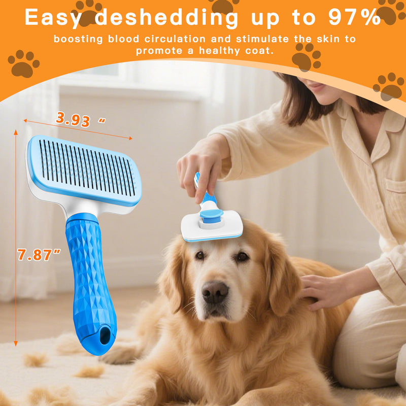 Pet Hair Remover Roller & Self-Cleaning Grooming Brush (2-in-1), Reusable Fur Tool for Dogs Cats Shedding, No Sticky Sheets for Pet Hair Removal on Furniture, Couch, Carpet, Bedding, Car Seats Silver - PawsPlanet Australia