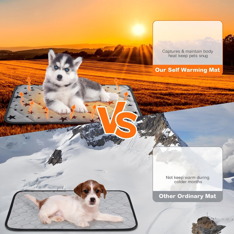 Namalu 4 Pack Self Warming Cat Bed Self Heating Cat Mat Star Pattern Soft Dog Crate Pad Thermal Pet Mat Anti Slip Kennel Dog Washable Warming Bed for Outdoor Indoor(18 x 24 Inch,Gray) 18 x 24 Inch Gray - PawsPlanet Australia