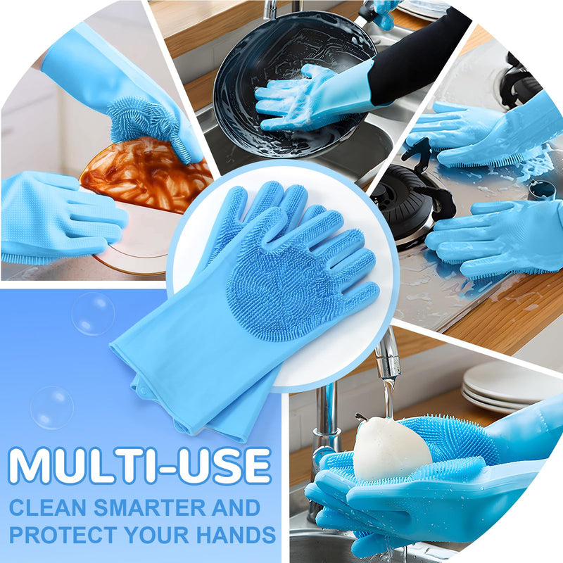 WJWJA-Pet Grooming Gloves - Dog Bath Gloves - Reinforced 5 Finger Design - Perfect for Cat Bath Gloves - Massage - Hair Removal Tool blue - PawsPlanet Australia