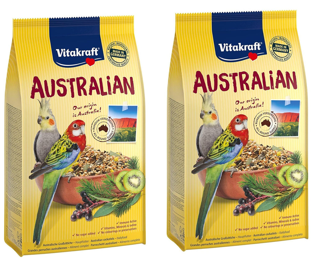 2 PACK WUNDAPETS VITA KRAFT AUSTRALIAN COCKATIEL LOVEBIRD BIRD CAGE FOOD FEED SEED 750G - PawsPlanet Australia