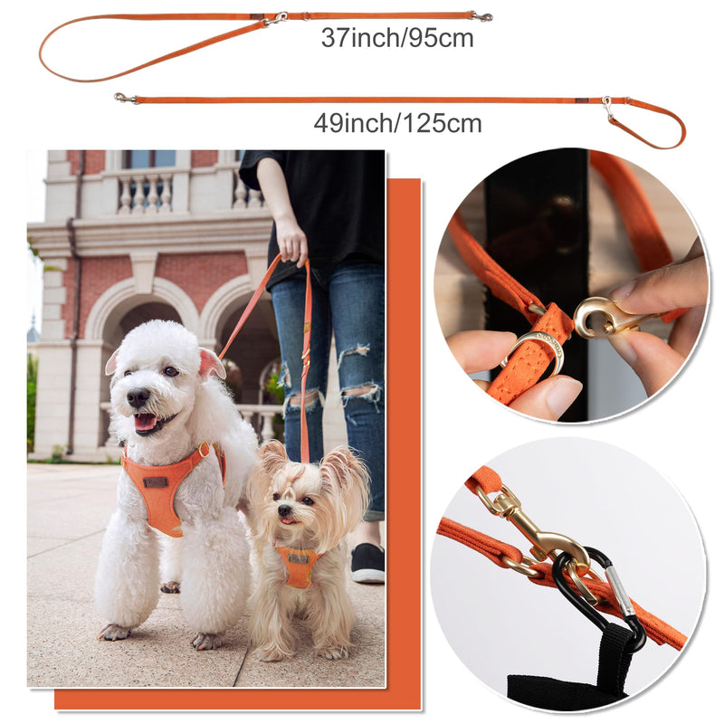 Puppytie No Pull xs Dog Harness with Multifunction Dog Leash,Soft Adjustable No Choke Escape Proof Pet Harness Vest,Orange,XS Orange XS(4.5-11lb? - PawsPlanet Australia
