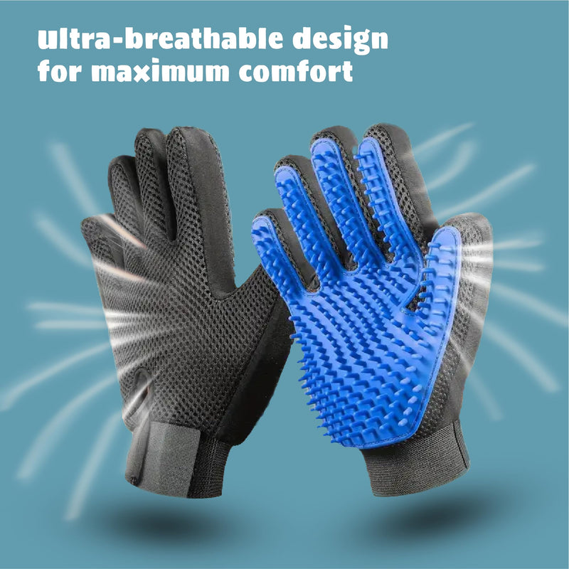 Cat & Dog Grooming Gloves for Shedding – Efficient Pet Grooming Gloves 2-in-1 Deshedding Brush & Massage Mitt | Perfect for Long and Short Hair (1 Pair) - PawsPlanet Australia