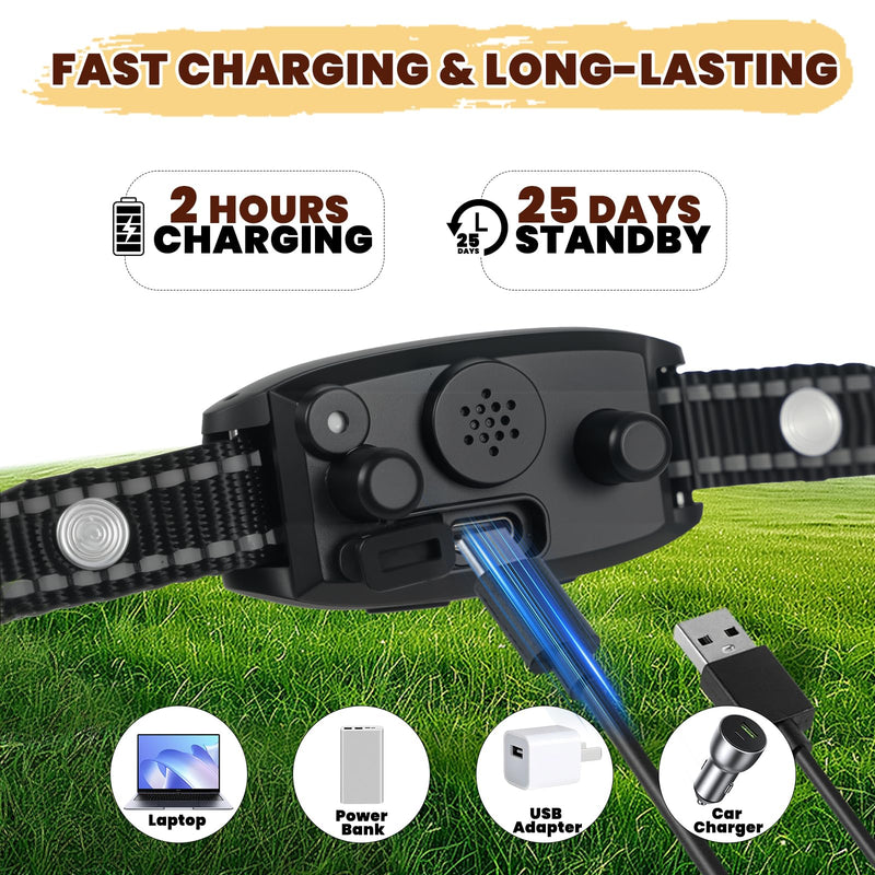 Smart Auto Dog Bark Collar, No Shock Anti Barking Collar for Small Medium Dogs 8-50lbs, Rechargeable & Waterproof Barking Control Device with Beep Vibration Mode & 8 Sensitivities - PawsPlanet Australia