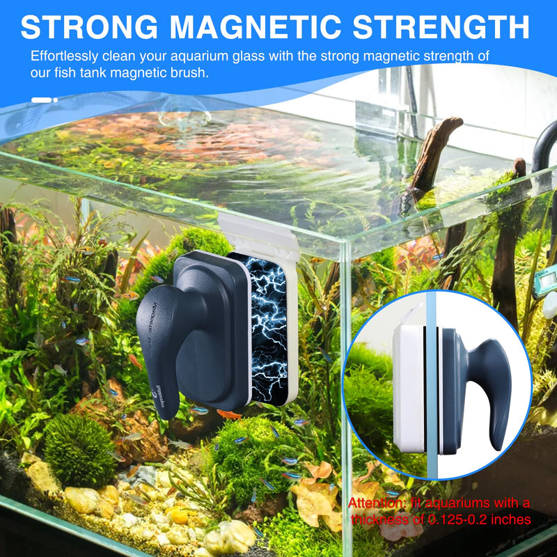 Aquarium Strong Magnetic Glass Cleaner Brush, Fish Tank Algae Magnet Cleaning Tool with 2 Detachable Scrapers, Mag Float Scrubber for 0.2 Inch Glass and Acrylic Tanks Small - PawsPlanet Australia