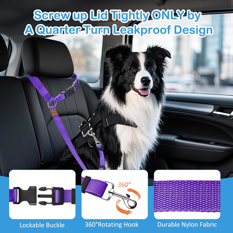 3 Pack Dog Seat Belt for Car, Car Headrest Restraint Adjustable Nylon Fabric, Dog Restraints Vehicle Seatbelts Harness (Black & Red & Purple) Red & Black & Purple - PawsPlanet Australia