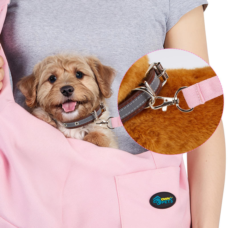 OWNPETS Pink Pet Sling Carrier, Pet Sling Carrier Bag Safe,Fit 10~15lb Cats&Dogs, Comfortable, Adjustable, Perfect for Daily Walk, Outdoor Activity and Weekend Adventure - PawsPlanet Australia