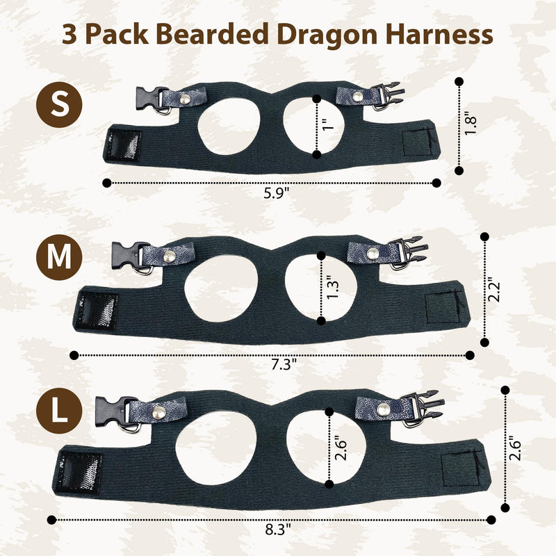 AIITLE 3 Pack Adjustable Bearded Dragon Harness and Leash Set - Leopard Print, Comfort Soft Leather Vest for Lizards, Iguanas, Guinea Pigs, Outdoor Camping & Walking, Blue - PawsPlanet Australia