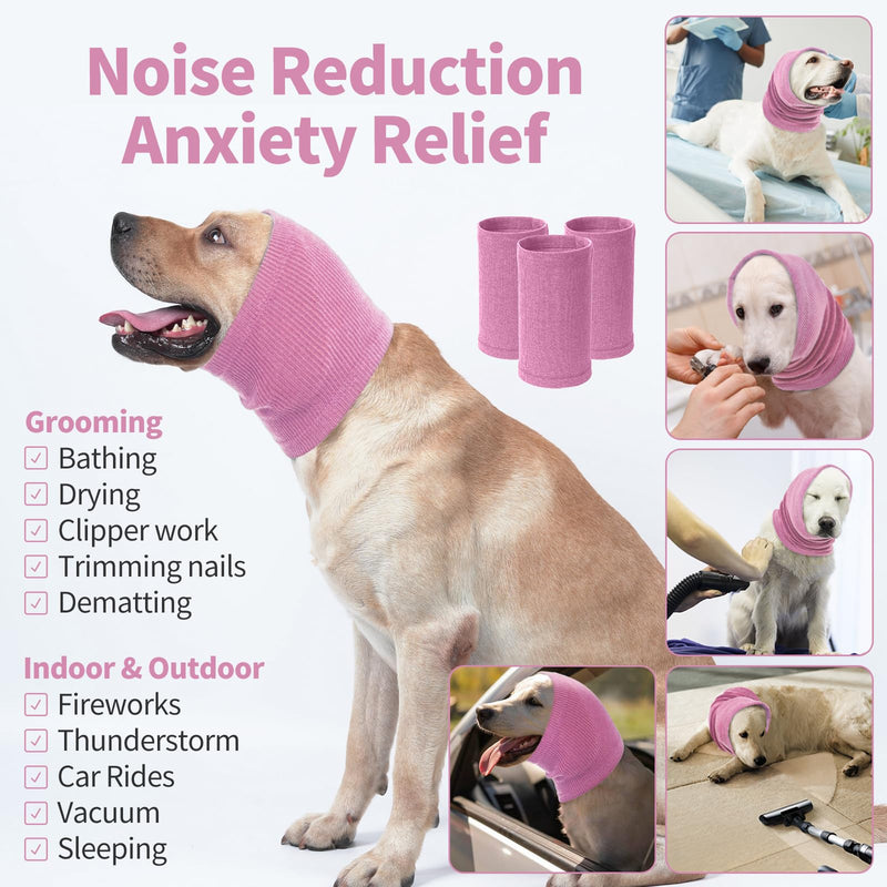 Nanaki Dog Hood No Flap Ear Wrap, Quiet Dog Headband Dog Head Cover No Shake Ear Wrap Dog, The Grooming and Force Drying Pet Ear Protector for Anxiety Relief Calming Dog Ear Covers for Noise Medium Pink - PawsPlanet Australia