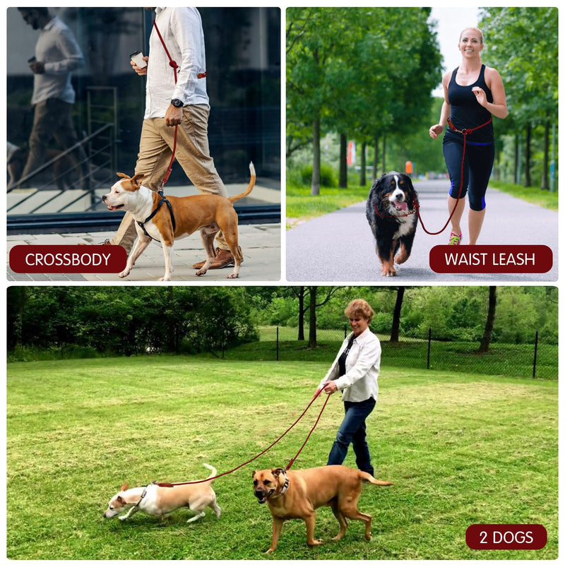 Tails & Tales Hands Free Dog Leash for Walking Running Training, Adjustable Lead Up to 9.8ft, Dogs Up to 125lbs, Crossbody, Dual Handle, Multifunctional, Double Attachment for 2 Dogs (Tapestry Blue) Tapestry Blue - PawsPlanet Australia