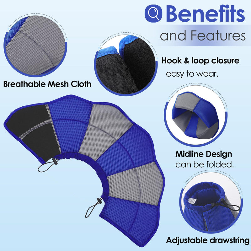 AOFITEE Dog Cones for Medium Dogs, Soft Dog Cone Collar for Dogs After Surgery, Adjustable Dog Recovery Collars & Cones, Breathable Elizabethan Collar for Dogs to Prevent Licking Wounds Blue - PawsPlanet Australia