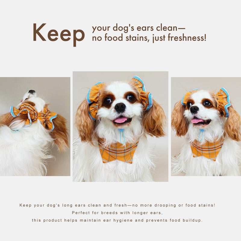 Soft Cotton Dog Headband for Cocker Spaniel, Cavalier, Springer - Adjustable Bow Pet Hair Accessory (Dog Bow Yellow Plaid) - PawsPlanet Australia