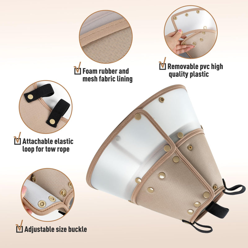 Soft Dog Cone Collar for Large Medium Small Dogs After Surgery, Adjustable Pet Recovery E-Collar, Elizabethan Collar for Dogs and Cats, Tan Medium - PawsPlanet Australia