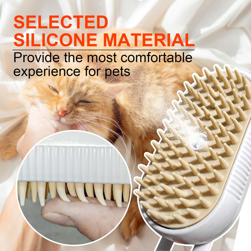 4-in-1 Steam Brush for Dogs & Cats - Pet Grooming Brush with Steam, Deshedding, Bath Spray & Massage, Professional Grooming Tool for Indoor Cats and Long/Short Hair Pets (white) white - PawsPlanet Australia
