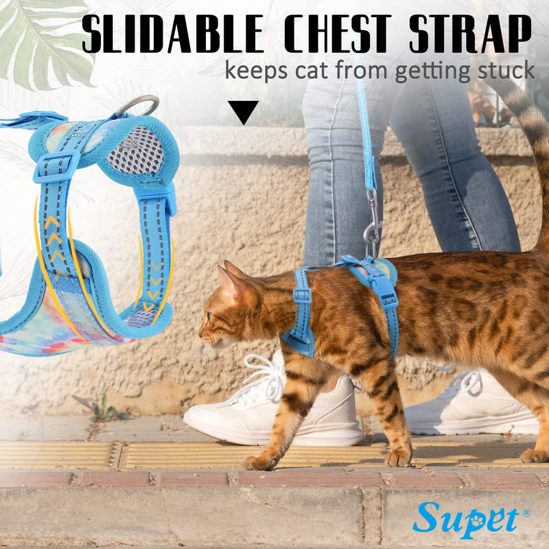Supet Cat Harness and Leash Escape Proof for Walking, Adjustable Cat Vest Harness and Leash Set for Large and Small Kittens Dogs Green M (chest: 15-22.5")