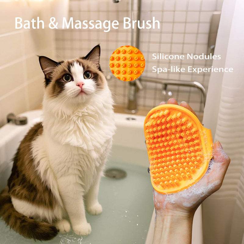 Cat grooming kit,5pcs Deshedding Brush for Cat with Kitten Nail Clipper,Cat Brush,Flea Comb and Bath Brush,Suitable for Short and Long Haired Cats,Indoor Cats and Travel,Orange - PawsPlanet Australia