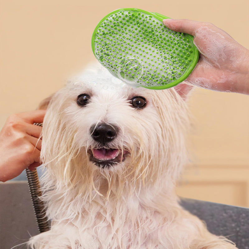 3PCS Pet Grooming Kit: Shampoo Massage Gloves, Hair Fur Remover for Bathing, Shedding Brush for Short & Long Fur Orange - PawsPlanet Australia