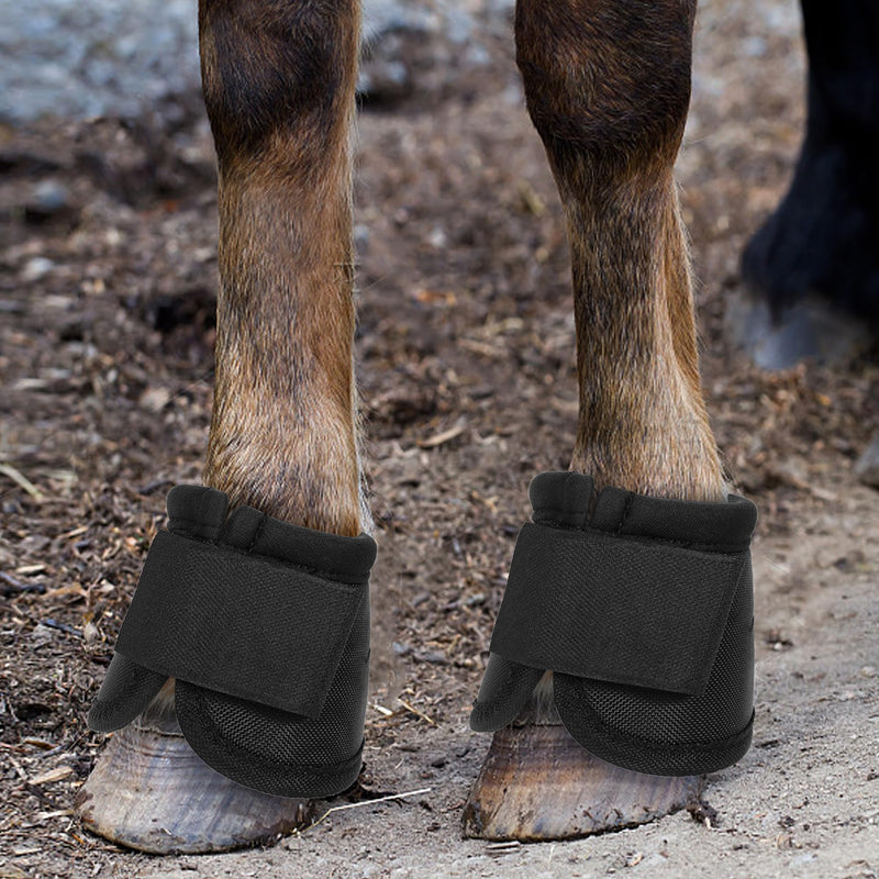 No Turn Bell Boots for Horses Ballistic Hoof Overreach Bell Boot Durable Shock Absorbing Hoof Protection (Black, Medium) Black