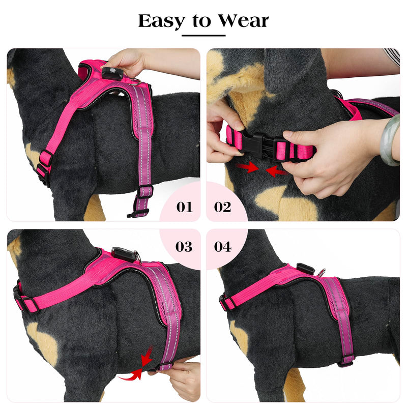 Light Up Dog Harness, Rechargeable Led Dog Harness with Battery Level Indicator, Adjustable Reflective Safety Vest for Night Walking, Soft Mesh Lighted Harness for Medium Large Dogs(5-90lbs) L Pink - PawsPlanet Australia