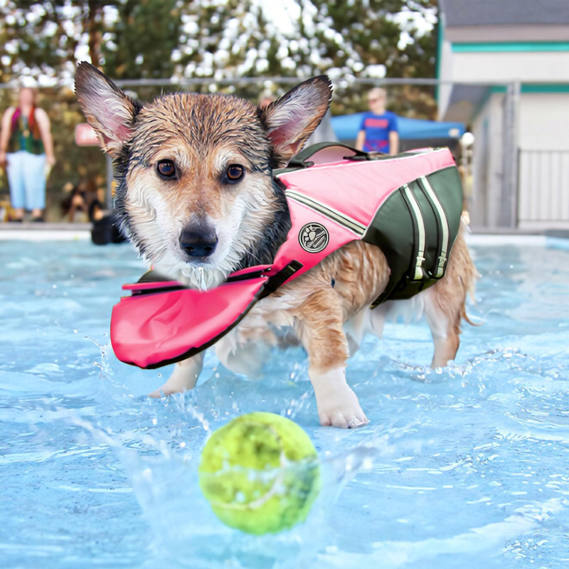 Mklhgty Dog Life Jacket, Reflective Dog Life Vest with Removable Neck Float High Buoyancy for Swimming and Boating, Ripstop Pet Safety Swimsuit Rescue Handle for Small Medium Large Dogs pink S(Chest Girth: 17"-25") - PawsPlanet Australia