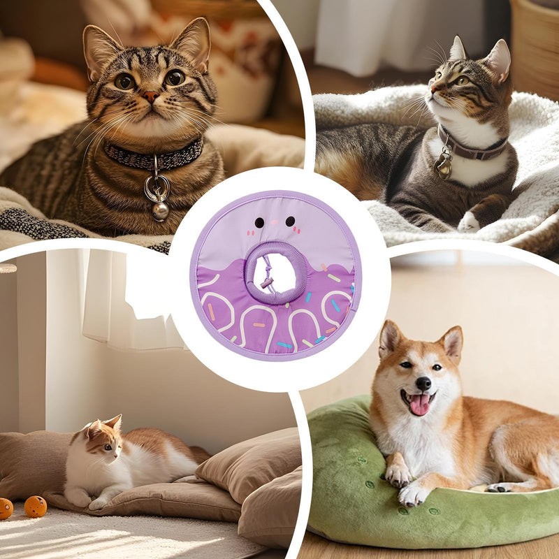 Cat cone ‬ soft cat cone, cat cone collar, foldable, water-repellent, lightweight, soft, comfortable, recovery collar for kittens, protective neck donut against licking S
