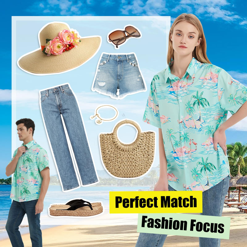 Dog Hawaii Shirts Stylish Hawaiian Themed Pet and Owner Matching Apparel Owner and Pet Shirts are Sold Separately 2XL-(53.6"Bust)-for Parents Green Only for Parents - PawsPlanet Australia