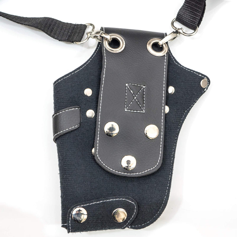 IKAS Scissor Holster - Multi Color PU Leather Shear Holder for Hairdressers, Barbers & Pet Groomers - Waist/Shoulder Belt Shear Holder Black - PawsPlanet Australia