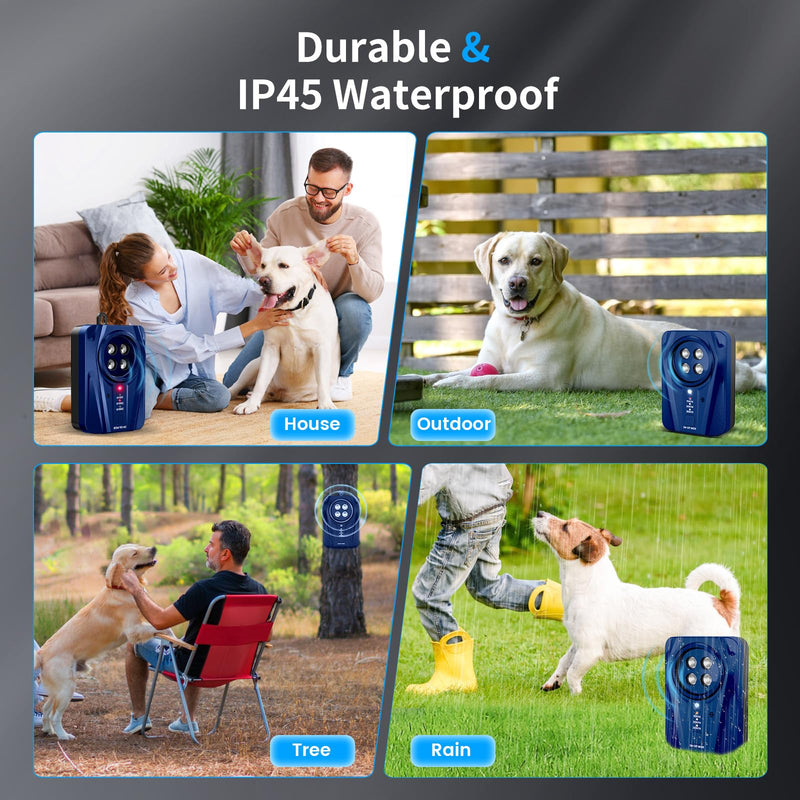 Dog Bark Deterrent Devices, Automatic Anti Barking Device with 4 Ultrasonic Transmitters Long Range 50FT, 3 Mode Rechargble Barking Control Devices, Effective Stop Bark Box Outdoor & Indoor