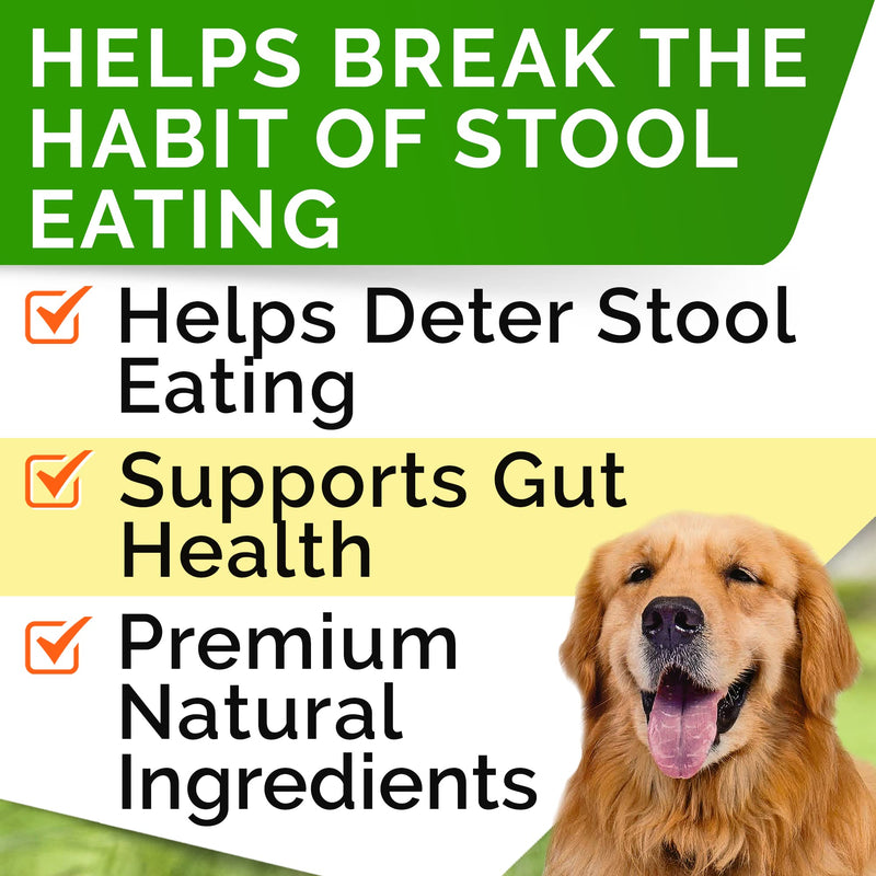 STRELLALAB No Poo Treats for Dogs - Coprophagia Stool Eating Deterrent - Digestive Enzymes - Gut Health & Immune Support - Stop Eating Poop - Bacon Flavor 120 Chews NO POO CHEWS 120Ct No Poo Chews