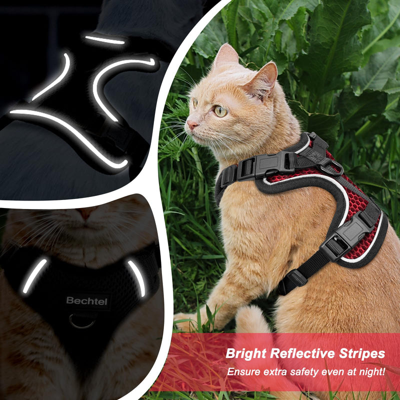at Harness and Leash for Walking Escape Proof Soft Adjustable Cat Leash Breathable Honeycomb Structure Comfortable Vest Easy to Wear Kitten Harness for Outdoor Travel, Honeycomb Red, M Medium (13-18lb) - PawsPlanet Australia