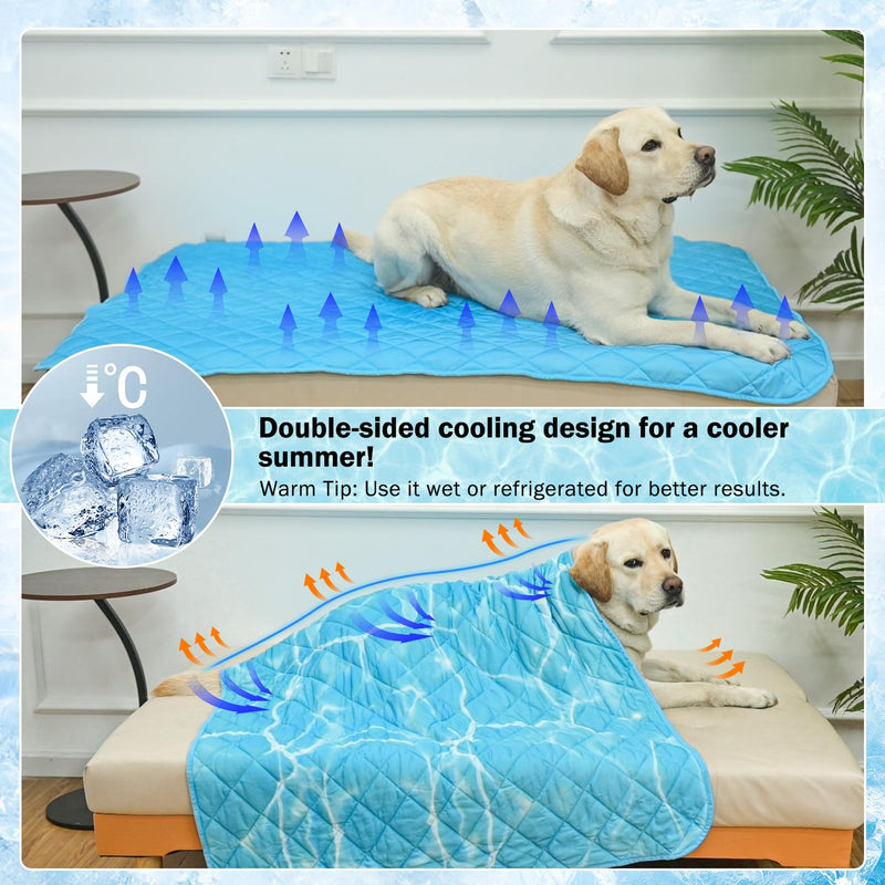SCENEREAL Upgraded Dog Cooling Mat for Small Meduim Large Dogs, 40"x60" Reversible Self- Cooling Mat for Summer Heat, Ice Cool Soft Pet Throw Blanket Use in Couch, Car, Seat,Bed- Machine Washable - PawsPlanet Australia