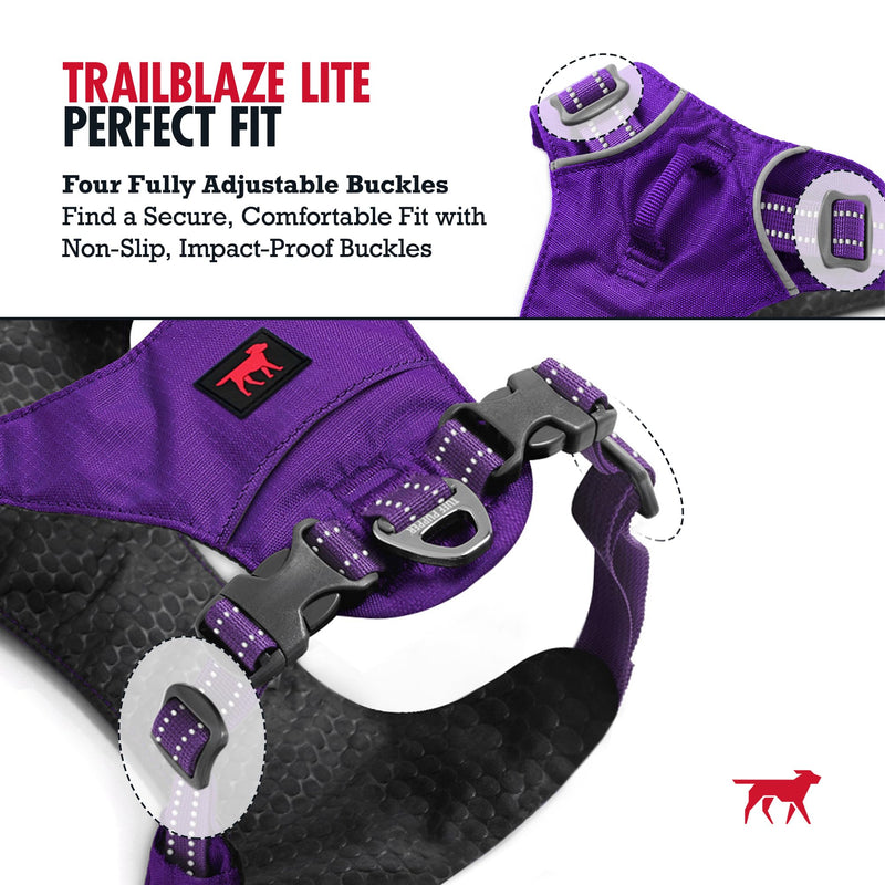 Tuff Pupper All-Day Wear Dog Harness | for Walking, Trail Running, Hiking | Front & Back Leash Clips | Reflective Trim | Easy On/Off Buckles | Lightweight Breathable | No Pull Design (Medium, Purple) Medium Deep Purple - PawsPlanet Australia