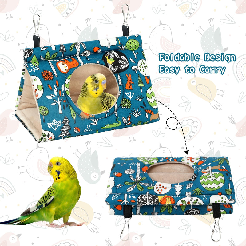 Rypet Winter Warm Bird Nest House - Hanging Hammock Velvet Shed Hut Cage Plush Fluffy Birds Hideaway Sleeping Bed Fuzzy for Parrot Parakeet Cockatiels Budgies Lovebird Small（Blue） Small (Pack of 1) Blue - PawsPlanet Australia