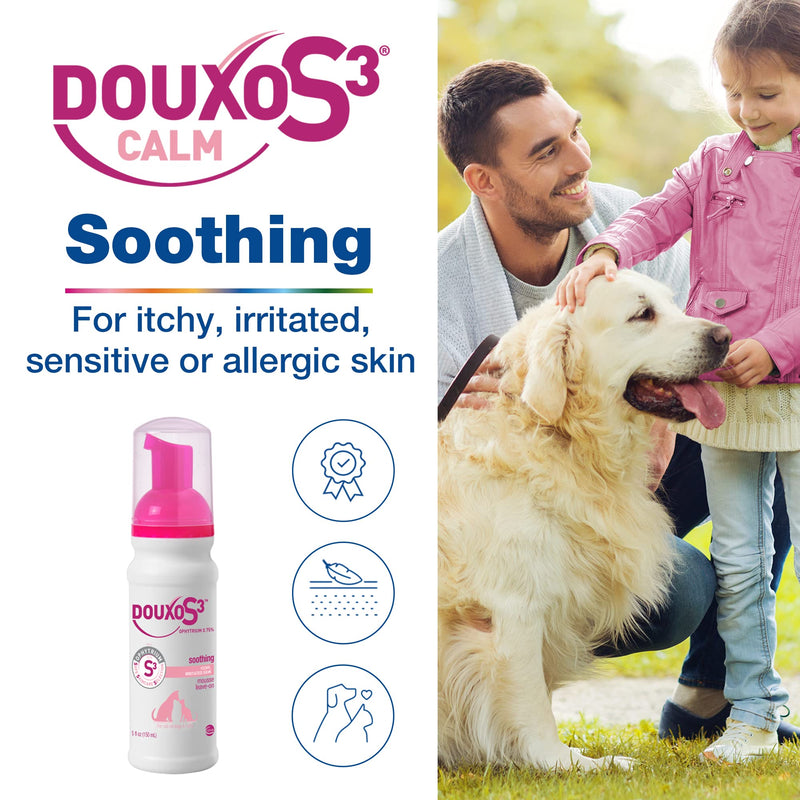 Douxo S3 Calm Mousse 5.1 oz (150 mL) - For Dogs and Cats with Allergic, Itchy Skin