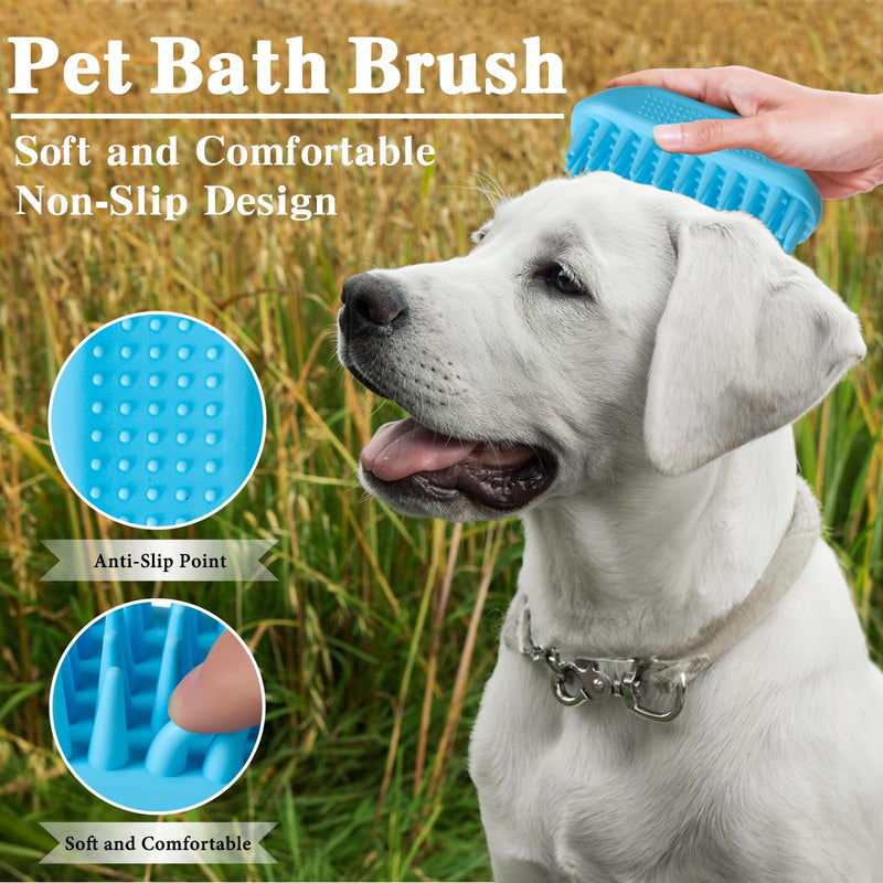 2PCS Dog Bath Brush | Dog Scrubber for Bath | Dog Shampoo Brush | Dog Washing Brush | Dog Shower Brush with Adjustable Handle,Suitable for Pets Deshedding, Washing, Massaging & Grooming (Green Blue) Green Blue - PawsPlanet Australia