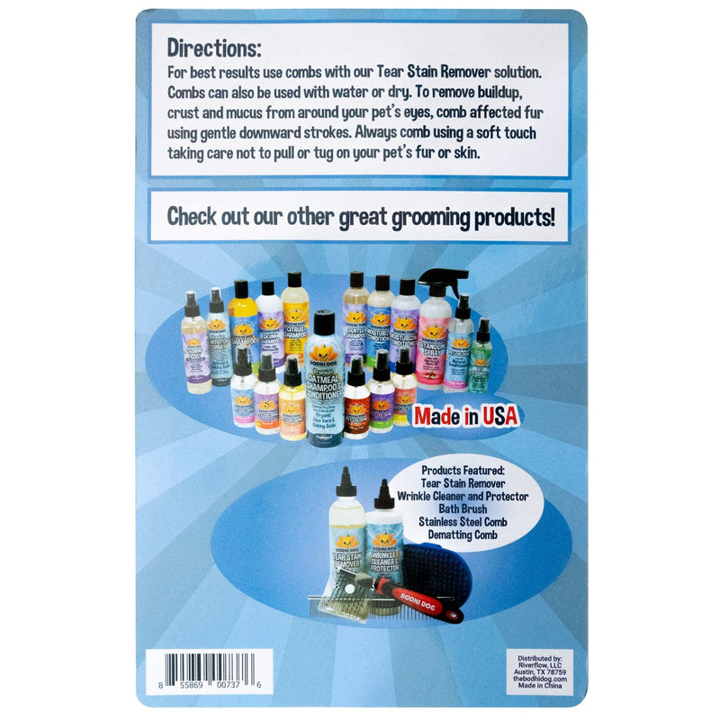 Bodhi Dog Tear Stain Remover Combs - Clean Crust, Dirt & Buildup Around Pet Eyes - Gentle, Durable, Easy-to-Use Grooming Tool for Dogs & Cats - Ideal for All Fur Types & Coats (Set of 2) - PawsPlanet Australia