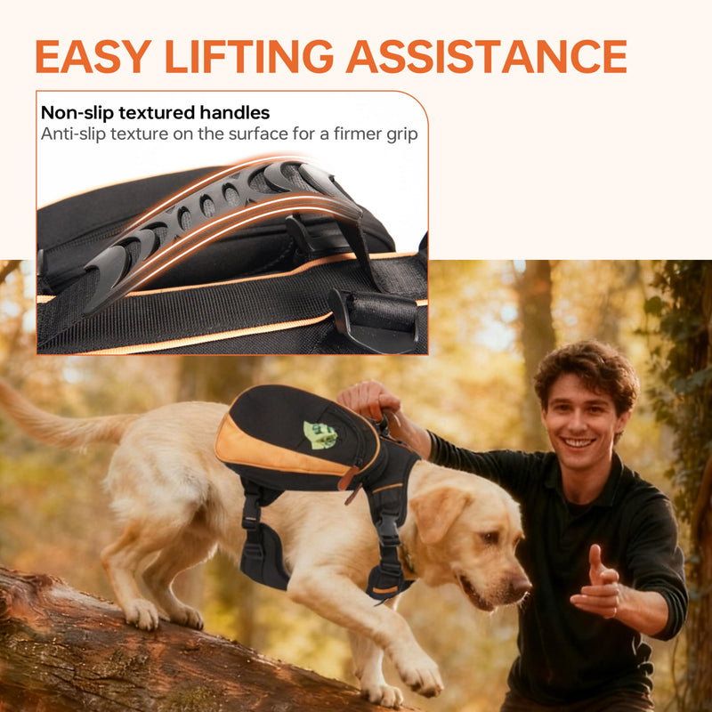 Dog Backpack for Medium & Large Dogs, Detachable Side Bags, Quick-Poop Bag Dispenser | No-Pull Adjustable Harness for Large-Chested Breeds | Non-Slip Handle for Hiking, Walking, Outdoor Adventures（M） M - PawsPlanet Australia