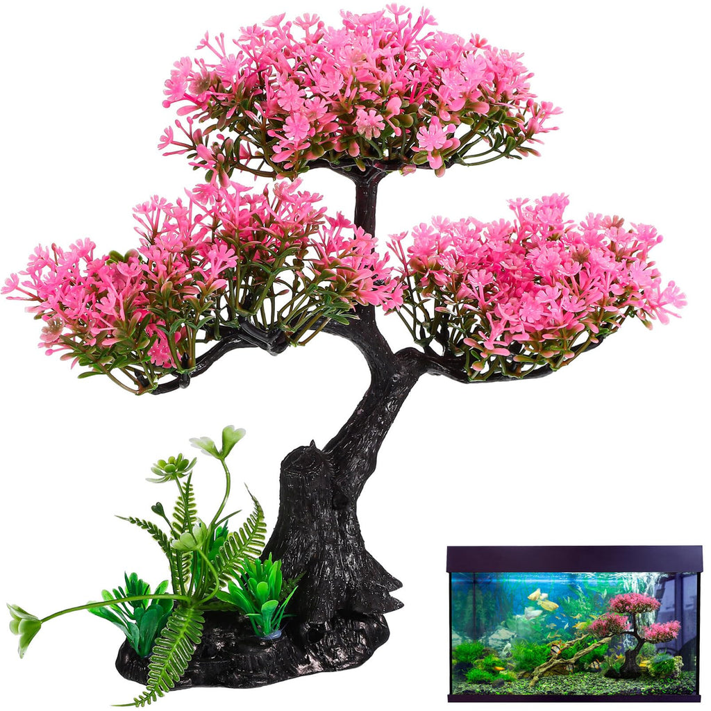 Beaupretty 1 Set Artificial Aquarium Plants Pink Cherry Blossom Tree Decor Fish Tank Tree Decorations Plastic Realistic Plants Turtle Tank Plants Aquatic Plants Grass Flowers - PawsPlanet Australia