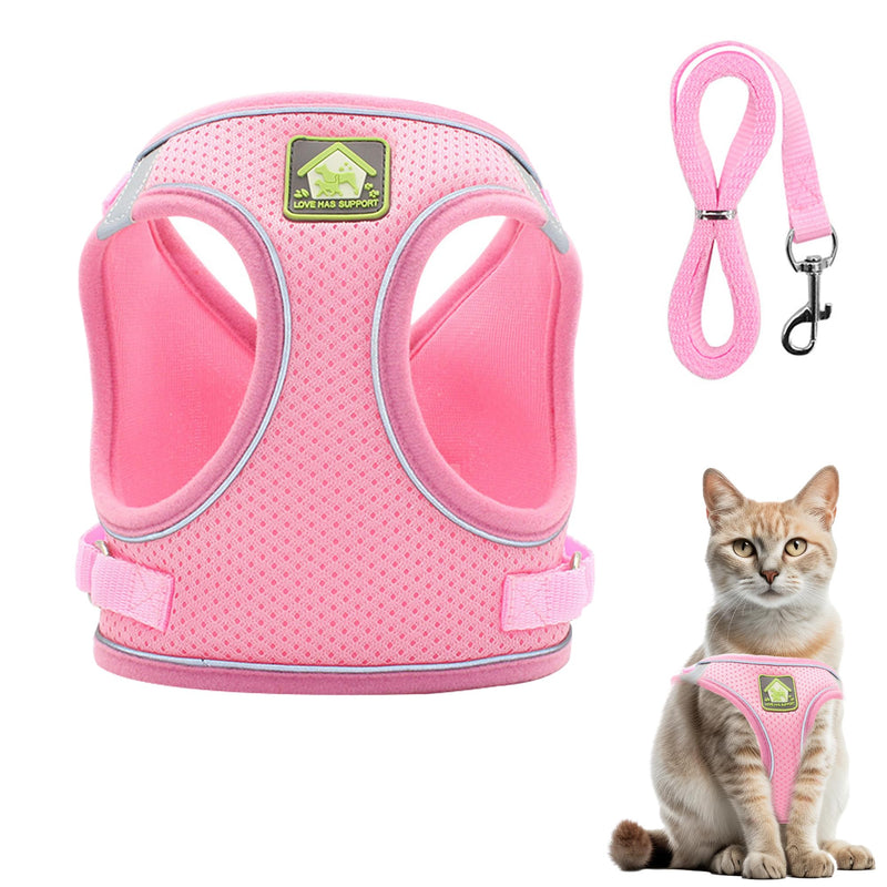 Soft Small Dog Harness and Leash Set Step in Air Mesh Puppy Harness Leash Reflective Adjustable Puppy Vest for Small Dogs Cats. (Black, XS) Black - PawsPlanet Australia
