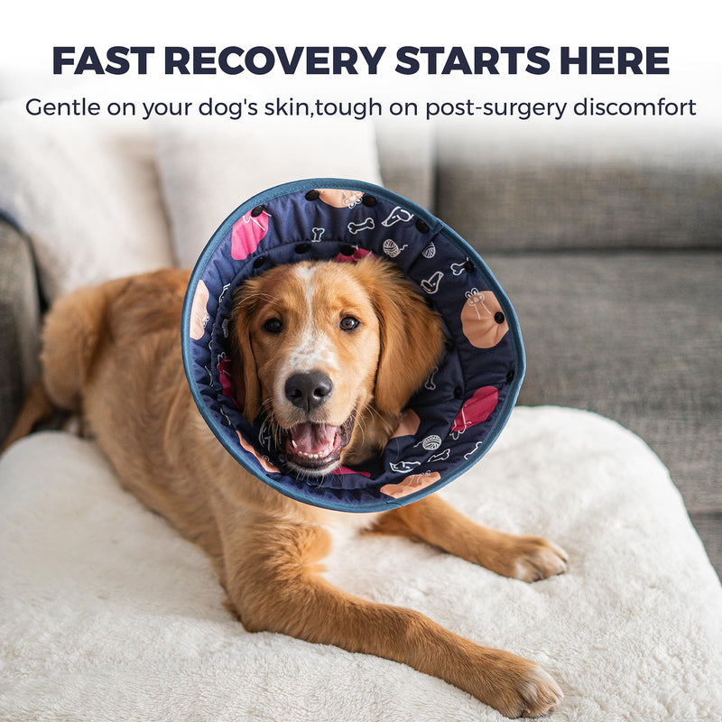 Ejona's furryfamily - Comfy Adjustable Dog & Cat Cone - Soft Dog Cone Collar Alternative After Surgery Large, Medium, Small - Dog Recovery Collar, XL XL (18.0"-22.0") (depth 10.0") - PawsPlanet Australia